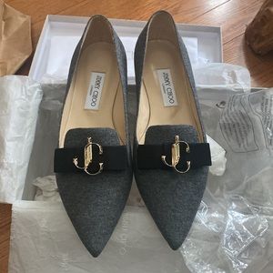 Jimmy Choo gala / JC grey flannel  ballerina flats